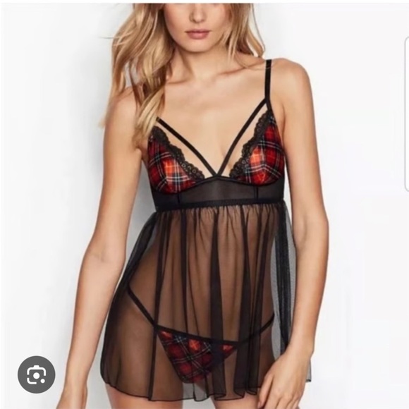Victoria's Secret Other - NWT Victoria’s Secret Plaid Tulle Babydoll Lingerie